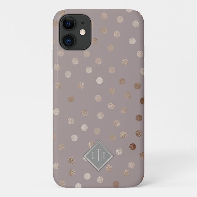 Stylish Mauve Glitter Dots with Your Monogram Case-Mate iPhone Case (Back)