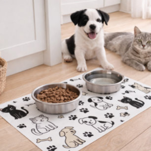 Stylish Mealtime Playful Paw Prints Whimsical  Placemat