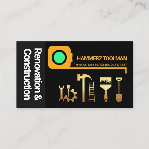 Stylish Measuring Tape Border Handyman Tools Business Card