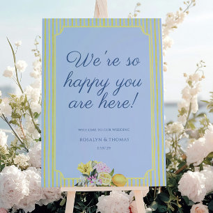 Stylish Mediterranean Lemons Welcome Wedding sign