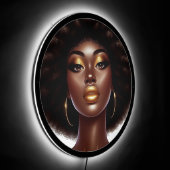 Stylish Melanin Chic Afro Glam LED Sign (Angle)