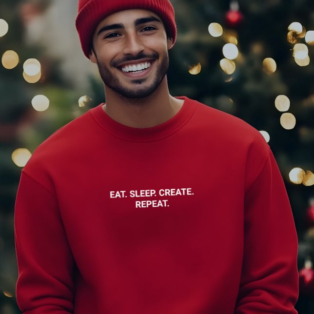 Stylish Men Red Eat Sleep Create Repeat Slogan T-Shirt (Stylish Men Red Eat Sleep Create Repeat Slogan T-Shirt!)