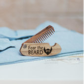 Stylish Men's Fear the Beard Walnut Wood Comb (Front)