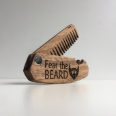 Stylish Men's Fear the Beard Walnut Wood Comb (Front)