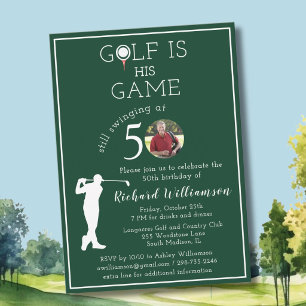 Stylish Men's Golf Photo 50th Birthday Party Invitation