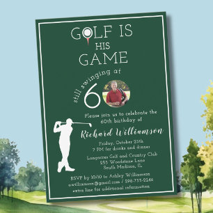 Stylish Men's Golf Photo 60th Birthday Party Invitation