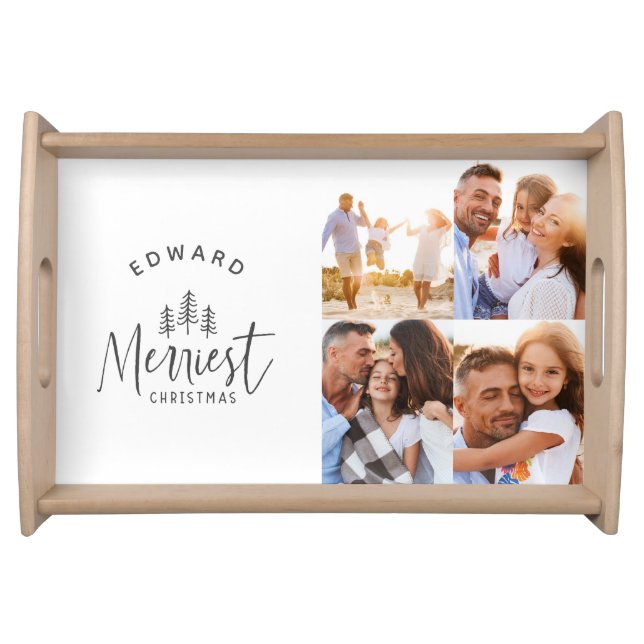 stylish merriest christmas fun 4 photo  serving tray (Front)