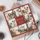 Stylish Merriest Christmas Photo Collage  Holiday Card<br><div class="desc">Imagine a square Christmas card designed to spread holiday joy and nostalgia. The front of the card is a collage of eight heartwarming photos, capturing the essence of your festive celebrations and cherished moments. In the center of this delightful photo mosaic, you'll find the greeting "Merriest Christmas" beautifully scripted in...</div>