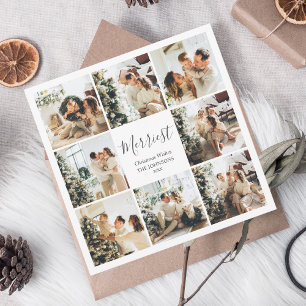 Stylish Merriest Christmas Script Photo Collage Holiday Card
