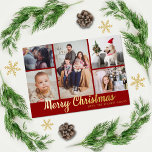 Stylish Merry Christmas 5 Photo Collage Real Foil Holiday Card<br><div class="desc">These fun and modern holiday photo cards are perfect for sending out to family and friends this Christmas. The design features a real foil pressed typography "Merry Christmas" with a 5 photo collage that is easy to change to make it personal to you and your family.</div>