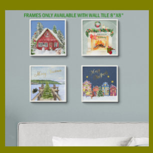 Stylish Merry Christmas 8"x8" Peel & Stick  Peel And Stick Photo Tile