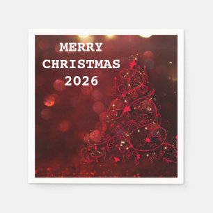 Stylish Merry Christmas Happy Holiday 2026 Napkins