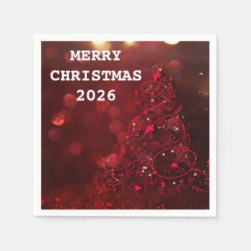 Stylish Merry Christmas Happy Holiday 2026 Napkins