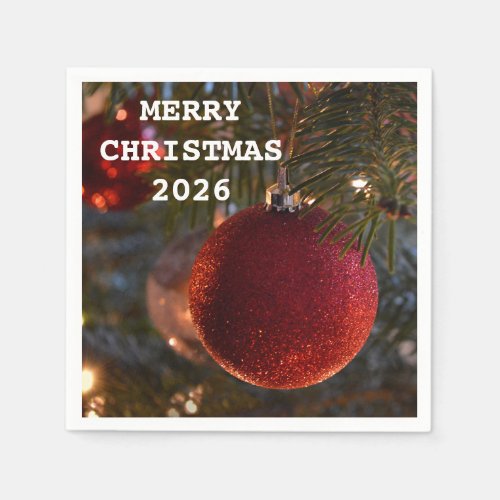 Stylish Merry Christmas Happy Holiday 2026 Napkins