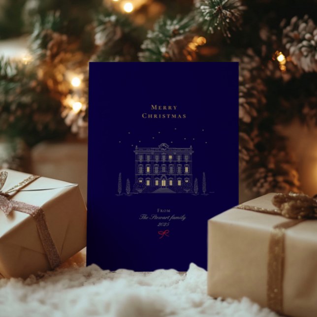 Stylish Merry Christmas Navy & Gold Chic Foil Holiday Card (Stylish Merry Christmas Navy & Gold Chic Foil Holiday Card)