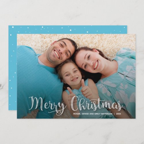 Stylish Merry Christmas Script Photo Holiday Card