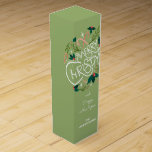 Stylish Merry Christmas Typography Wine Box<br><div class="desc">Create a wine bottle gift box to elevate your Christmas holiday gift-giving featuring a stylish,  modern watercolor of green holly,  red berries,  candy canes,  and stars on a lime green background and the words Merry Christmas along with your message in chic lettering.</div>