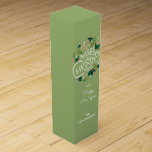Stylish Merry Christmas Typography Wine Box