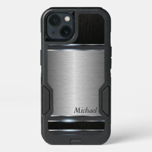 Stylish Metal with Leather Look iPhone 13 Case