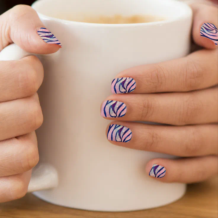 Stylish Metallic Blue & Holographic Zebra Print Minx Nail Art | Zazzle Stylish Metallic Blue & Holographic Zebra Print Minx Nail Art | Zazzle