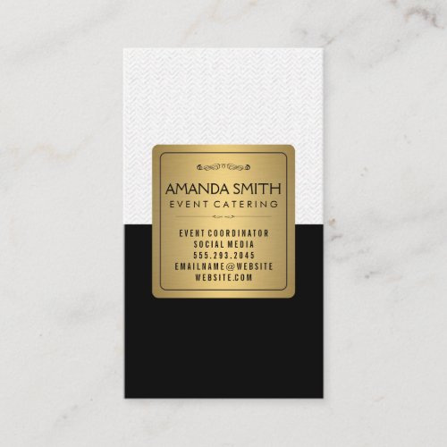 Stylish Metallic Gold Black Subtle Wavy Pattern Business Card