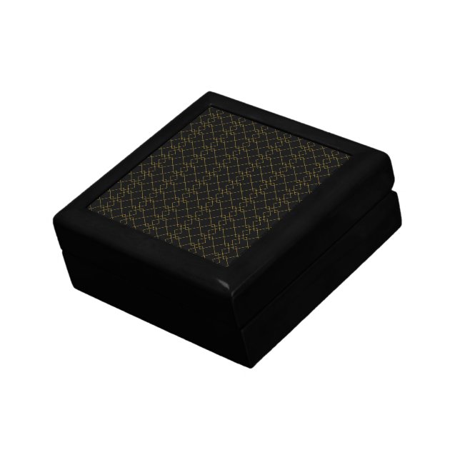 Stylish Metallic Gold Box Pattern Black Gift Box (Side)