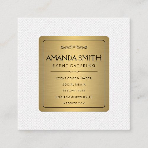 Stylish Metallic Gold with Subtle Wavy Pattern Square Business Card
