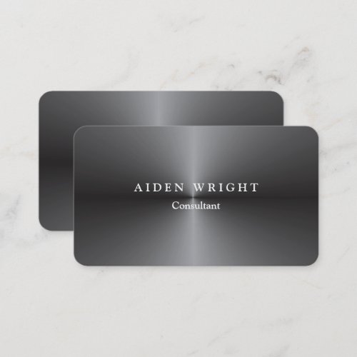 Stylish Metallic Grey Stylish Modern Minimalist Business Card