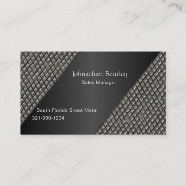 Stylish Metallic Look Black Brushed Aluminum Business Card (Front)