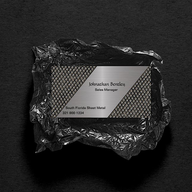 Stylish Metallic Look Brushed Aluminum Business Card (Creator Uploaded)