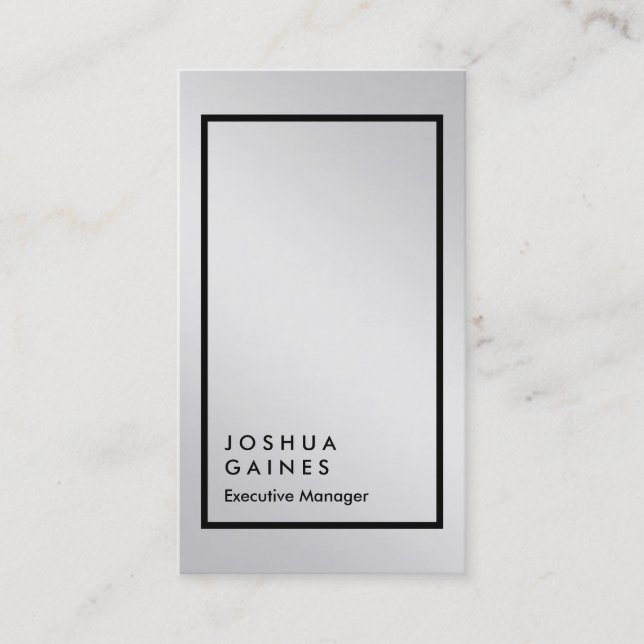 Stylish metallic silver grey plain elegant manager business card (Front)