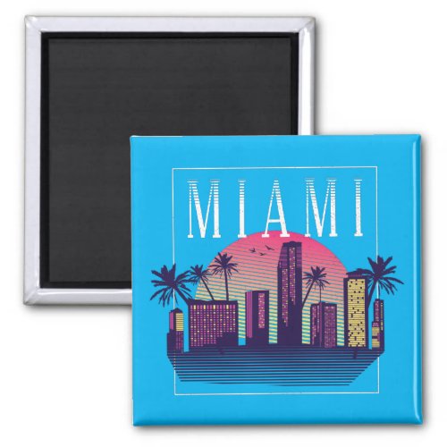 Stylish Miami Florida Retro City Logo Magnet