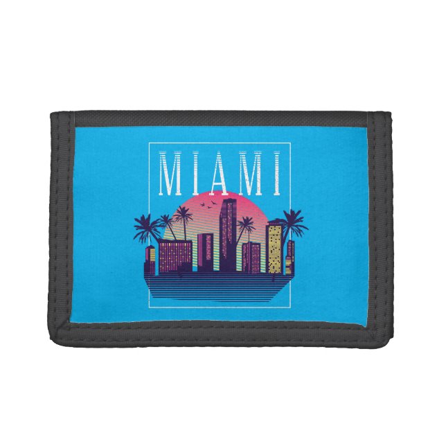 Stylish Miami Florida Retro City Logo Trifold Wallet (Front)