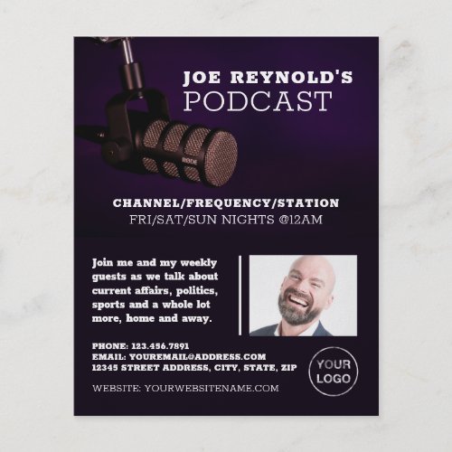 Stylish Microphone Podcaster Podcast Advertising Flyer