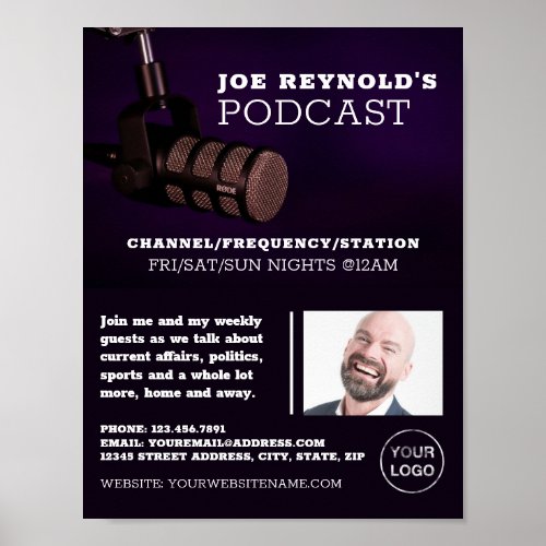 Stylish Microphone Podcaster Podcast Advertising Poster