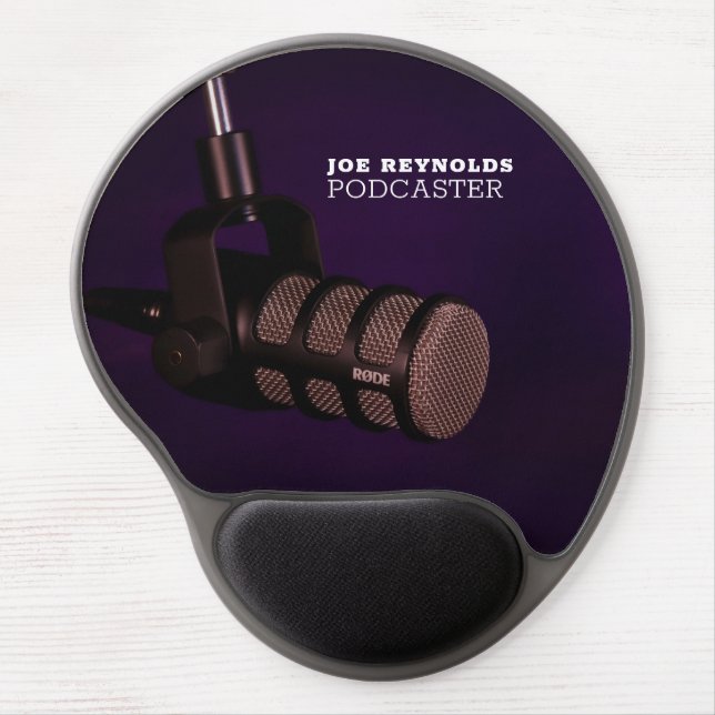 Stylish Microphone, Podcaster, Podcast Gel Mouse Pad (Front)