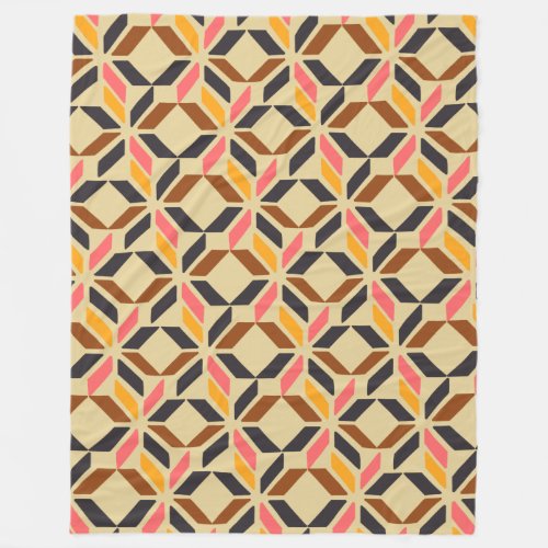 Stylish Mid Century Mod Geometric Shapes in Brown  Fleece Blanket