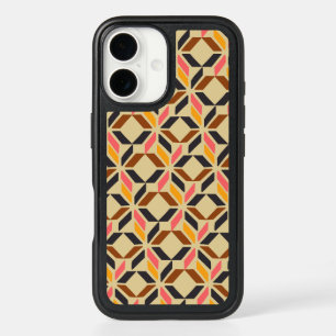 Stylish Mid Century Mod Geometric Shapes in Brown  iPhone 16 Case