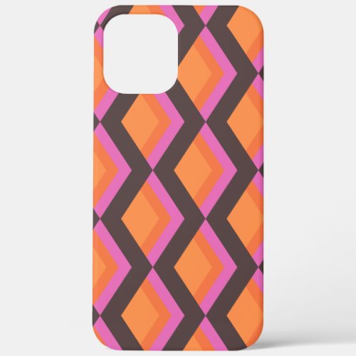Stylish Mid Century Mod Pattern in Pink and Brown  iPhone 12 Pro Max Case