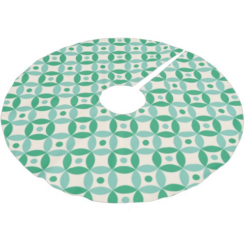 Stylish Mid Mod Geometric Pattern in Green   Brushed Polyester Tree Skirt