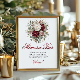 Stylish Mimosa Bar Blush Burgundy 8x10 Tabletop Poster
