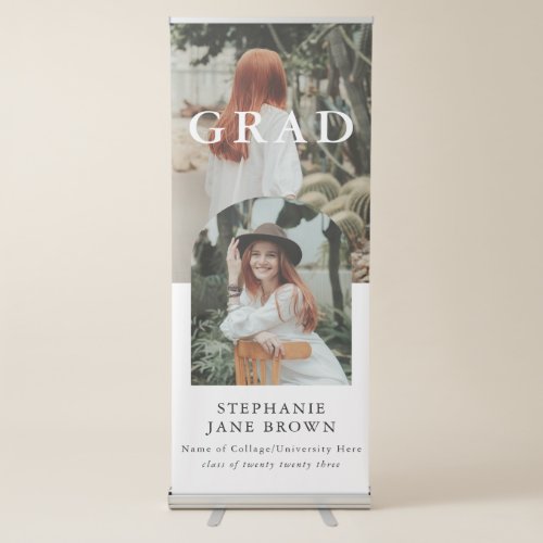 Stylish Minimal 2 Photo Graduation Retractable Banner