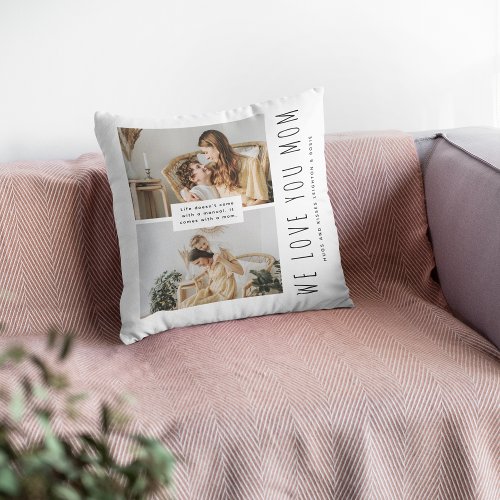 Stylish Minimal 2 Picture Mom Keepsake Throw Pillow