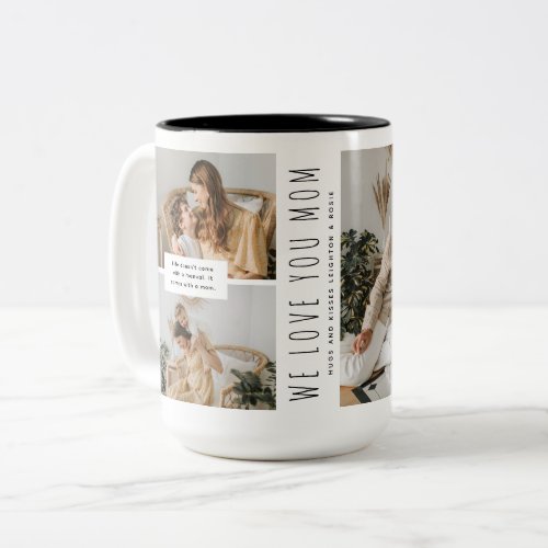 Stylish Minimal 3 Picture Mom Keepsake Two_Tone Coffee Mug