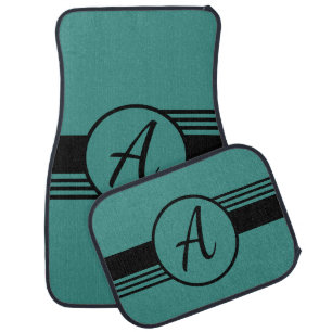 Stylish Minimal Blue Teal Monogram Initial Car Floor Mat