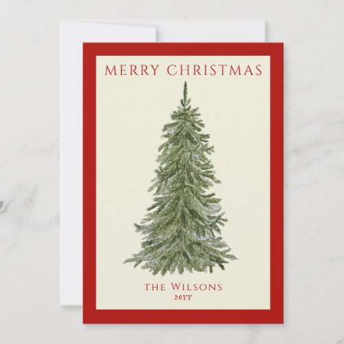 stylish minimal christmas tree Flat Holiday Card