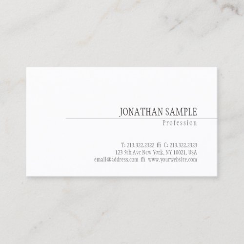 Stylish Minimal Design Classic Plain Professional Business Card