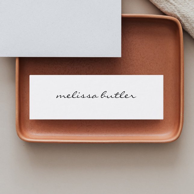 Stylish Minimal Girly Calligraphy White Mini Business Card (Creator Uploaded)