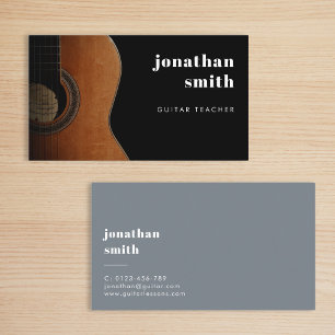 Stylish Minimal Guitar Musician Blue Business Card