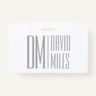 Stylish Minimal & Modern Grey Initials & Name Logo Badge